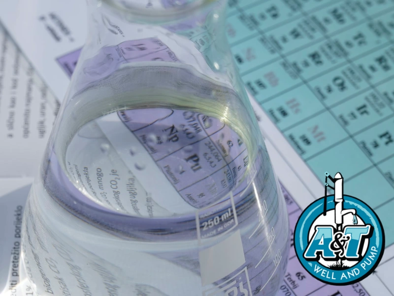 Test tube over lab results for well water testing